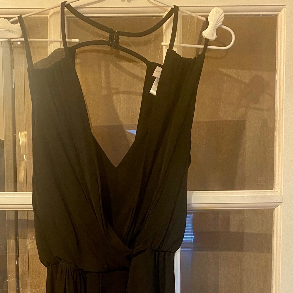 Under.Ligne by Doo Ri Black V Neck & Back Drape Cocktail Dress, Size 8